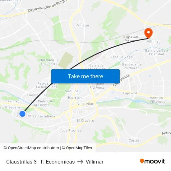 Claustrillas 3 - F. Económicas to Villimar map