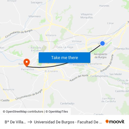 Bº De Villafría to Universidad De Burgos - Facultad De Derecho map