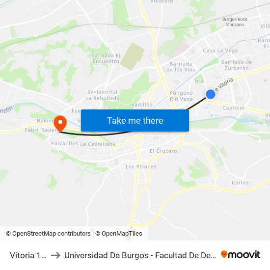 Vitoria 141 to Universidad De Burgos - Facultad De Derecho map