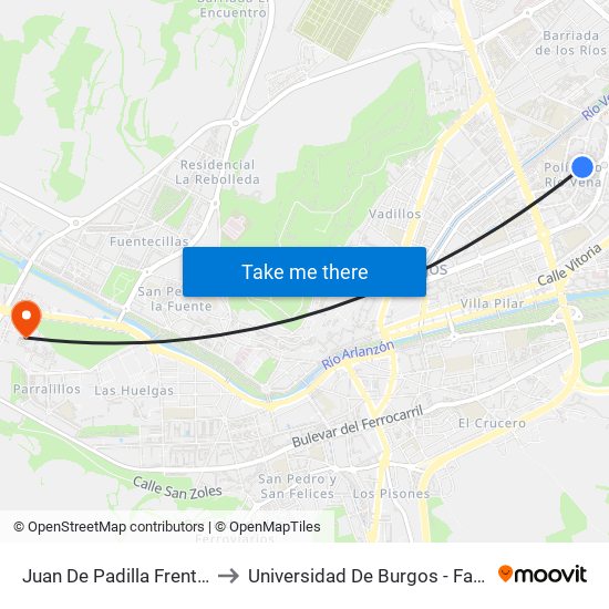 Juan De Padilla Frente Ambulatorio to Universidad De Burgos - Facultad De Derecho map