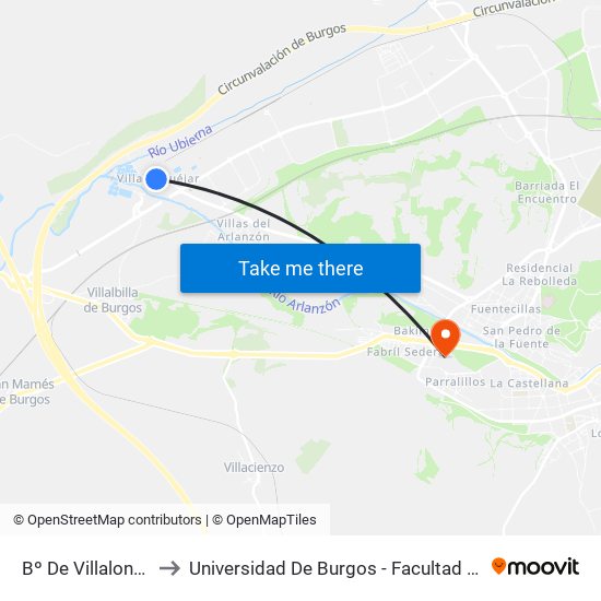 Barrio De Villalonquéjar to Universidad De Burgos - Facultad De Derecho map