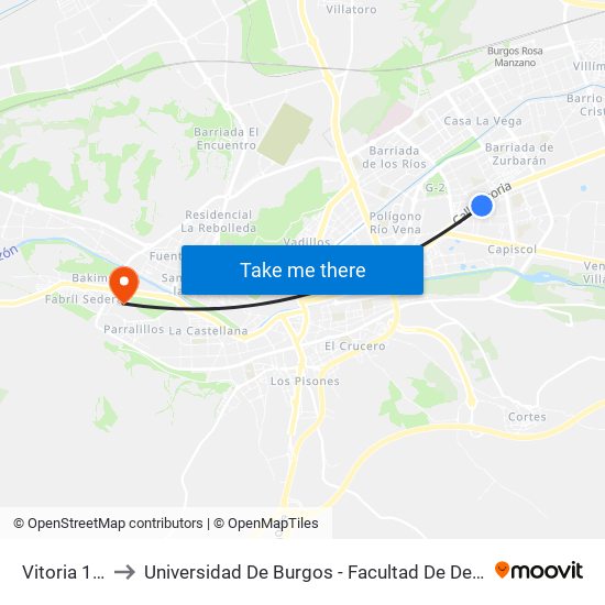 Vitoria 182 to Universidad De Burgos - Facultad De Derecho map