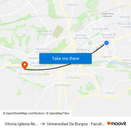 Vitoria Iglesia Real Y Antigua to Universidad De Burgos - Facultad De Económicas map