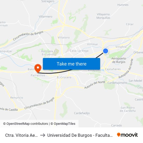 Aeródromo to Universidad De Burgos - Facultad De Económicas map