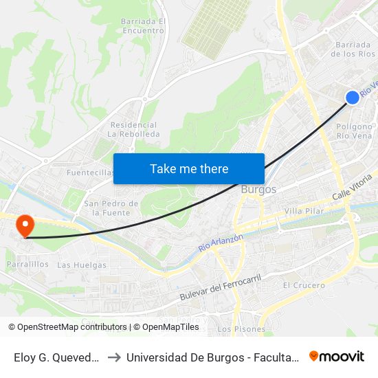 E.G.Q. Colegio to Universidad De Burgos - Facultad De Económicas map