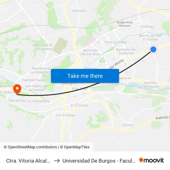 Ctra. Vitoria Alcalde M. Cobos to Universidad De Burgos - Facultad De Económicas map
