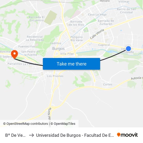 Barrio De La Ventilla to Universidad De Burgos - Facultad De Económicas map