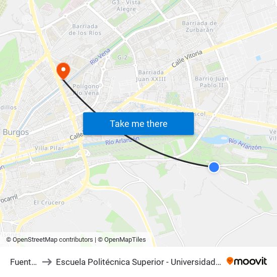 Fuente Prior to Escuela Politécnica Superior - Universidad De Burgos - Campus Río Vena map