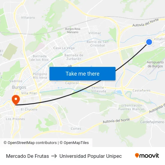 Mercado De Frutas to Universidad Popular Unipec map