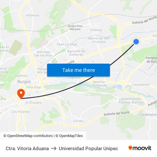 Ctra. Vitoria Aduana to Universidad Popular Unipec map