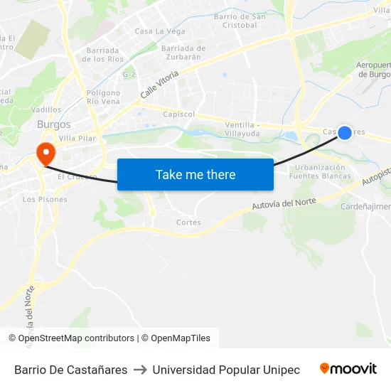 Barrio De Castañares to Universidad Popular Unipec map