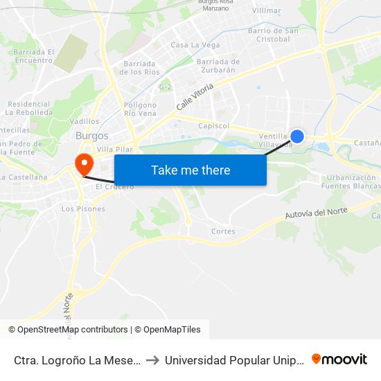 Ctra. Logroño La Meseta to Universidad Popular Unipec map