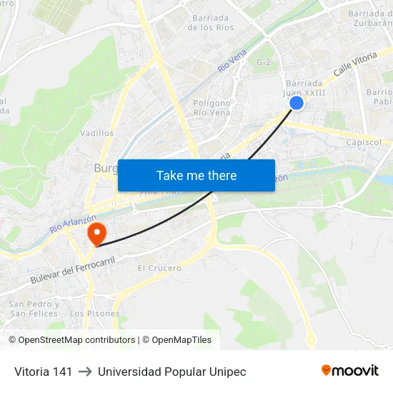 Vitoria 141 to Universidad Popular Unipec map