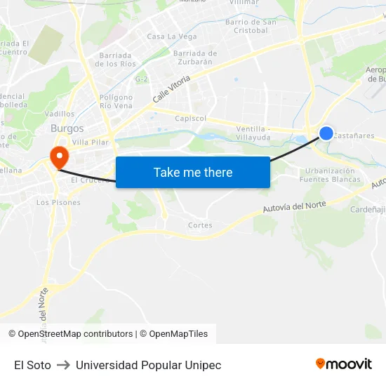 El Soto to Universidad Popular Unipec map