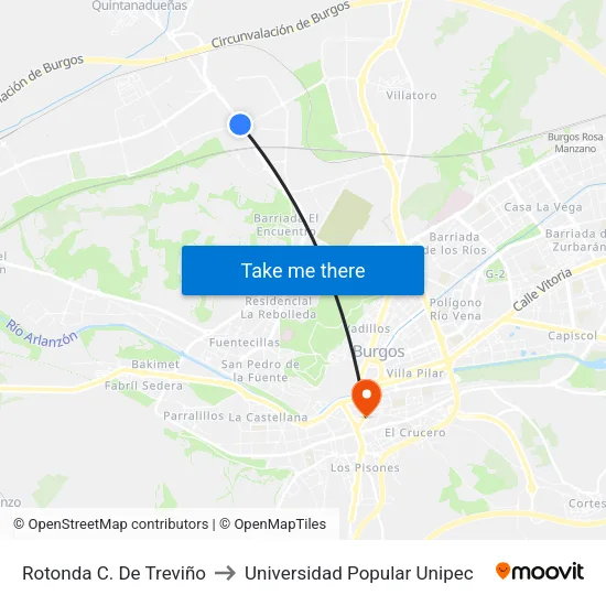 Rotonda C. De Treviño to Universidad Popular Unipec map