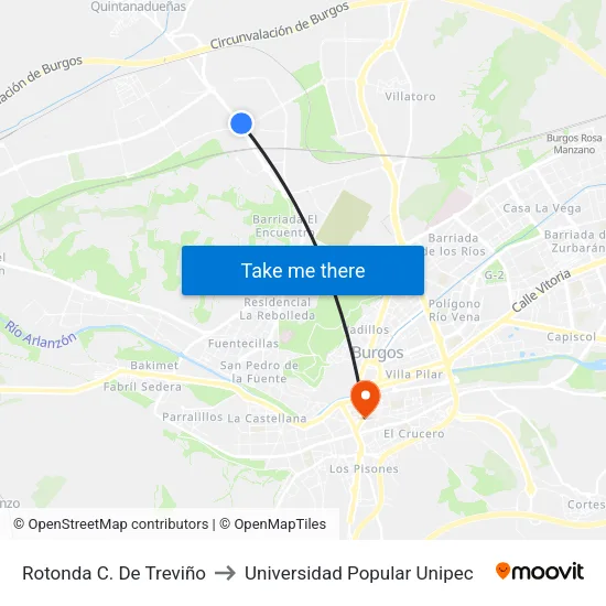 Rotonda C. De Treviño to Universidad Popular Unipec map