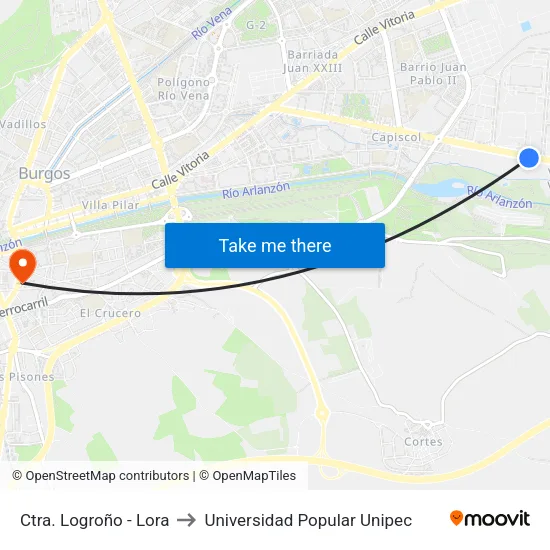 Ctra. Logroño - Lora to Universidad Popular Unipec map