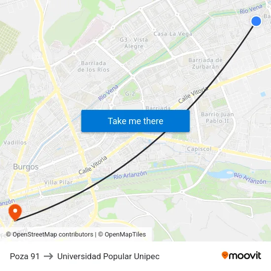 Poza 91 to Universidad Popular Unipec map