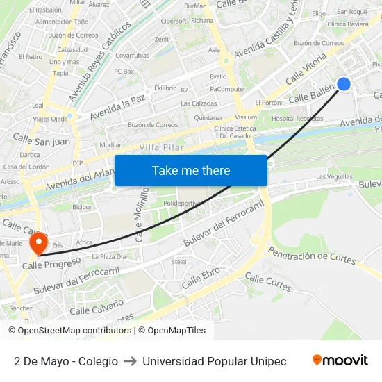 2 De Mayo - Colegio to Universidad Popular Unipec map