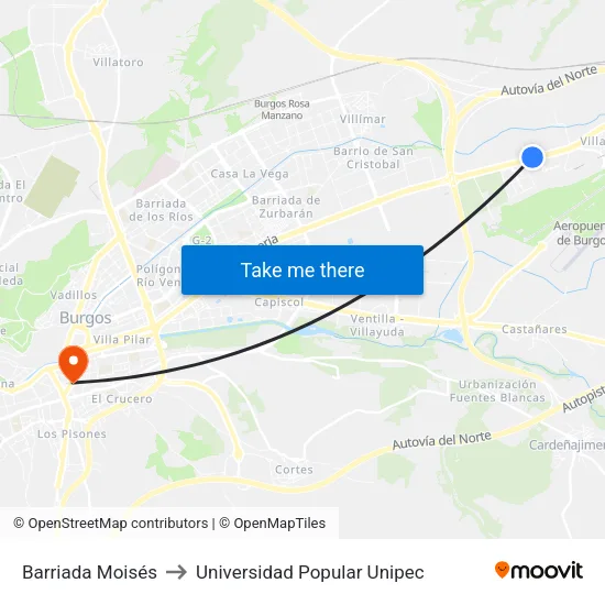 Barriada Moisés to Universidad Popular Unipec map