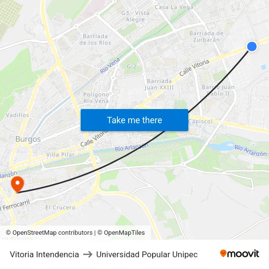 Vitoria Intendencia to Universidad Popular Unipec map