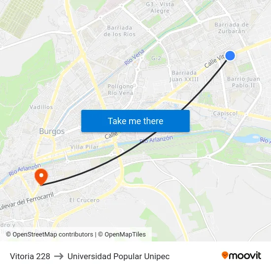 Vitoria 228 to Universidad Popular Unipec map