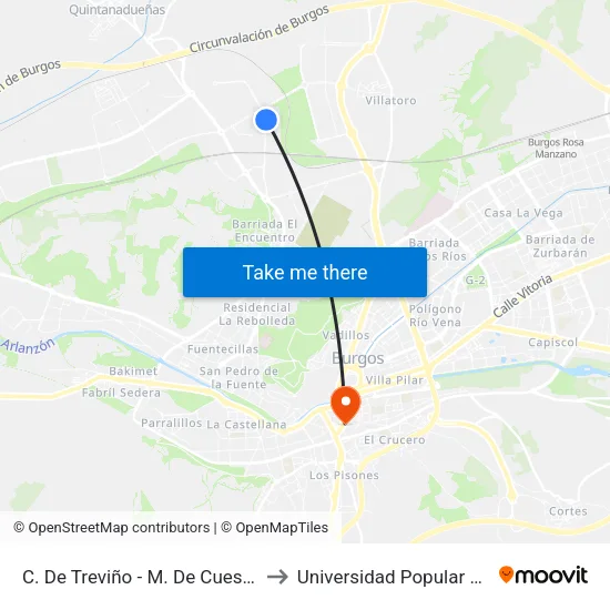 C. De Treviño - M. De Cuesta Urría to Universidad Popular Unipec map