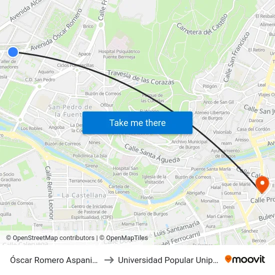 Óscar Romero Aspanias to Universidad Popular Unipec map