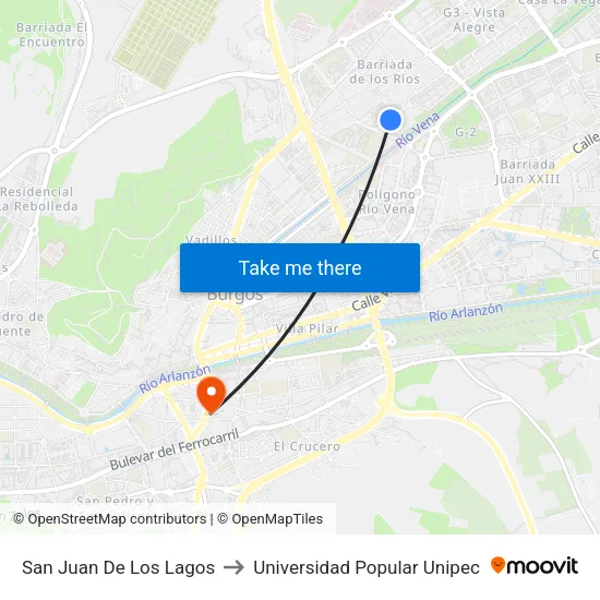 San Juan De Los Lagos to Universidad Popular Unipec map