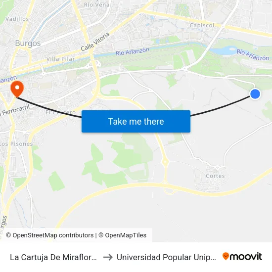 La Cartuja De Miraflores to Universidad Popular Unipec map