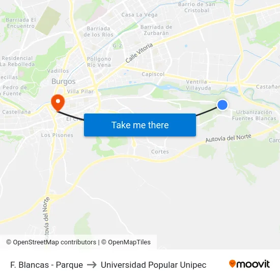 F. Blancas - Parque to Universidad Popular Unipec map