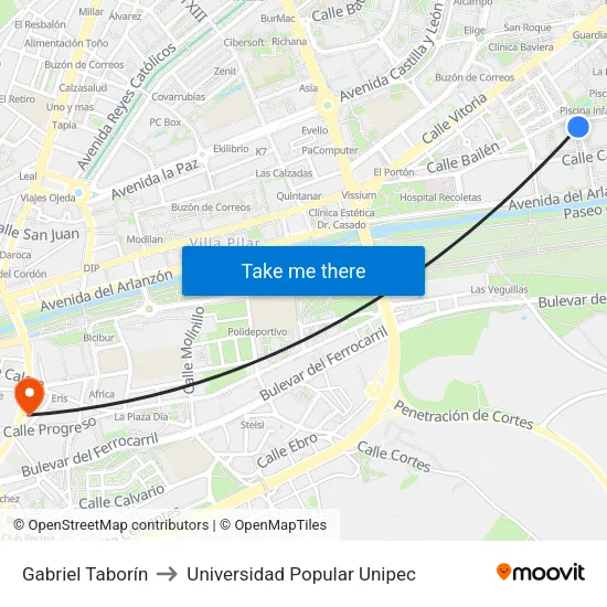 Gabriel Taborín to Universidad Popular Unipec map