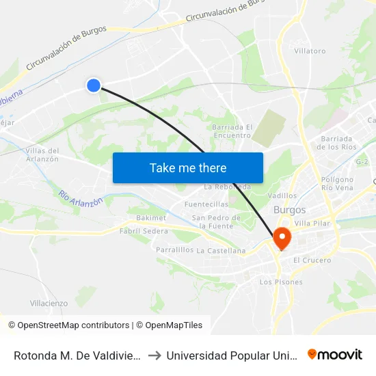 Rotonda M. De Valdivielso to Universidad Popular Unipec map
