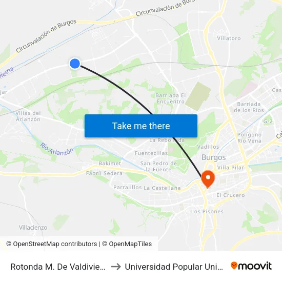 Rotonda M. De Valdivielso to Universidad Popular Unipec map