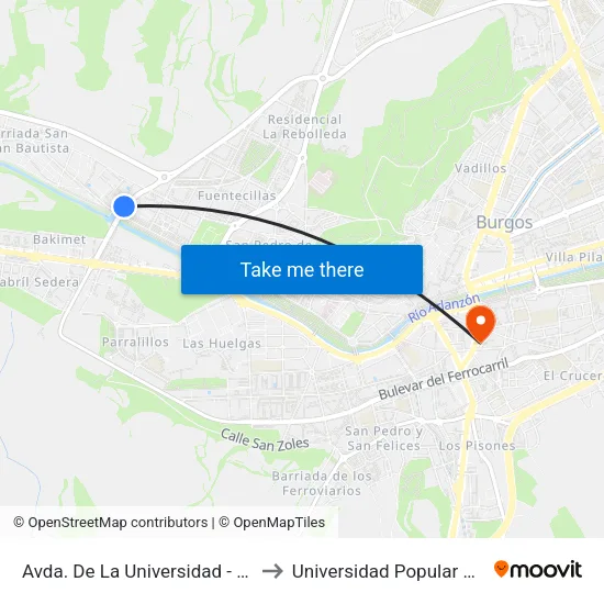 Avda. De La Universidad - Puente to Universidad Popular Unipec map