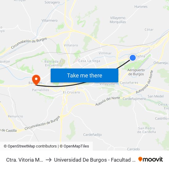 Ctra. Vitoria Mercado to Universidad De Burgos - Facultad De Educación map