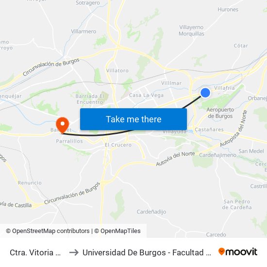Ctra. Vitoria Aduana to Universidad De Burgos - Facultad De Educación map