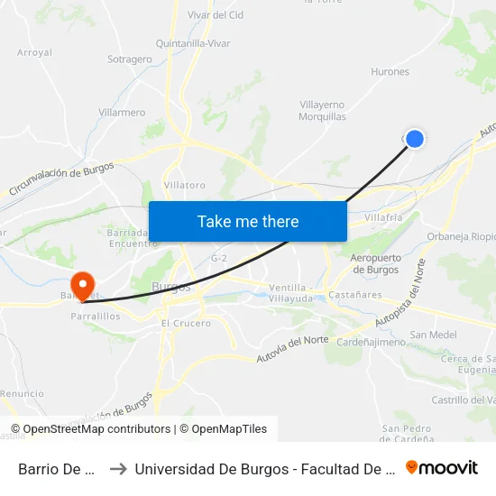 Barrio De Cótar to Universidad De Burgos - Facultad De Educación map