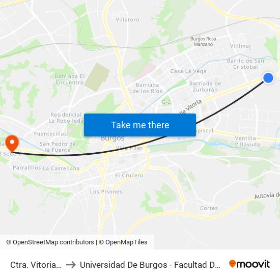 Ctra. Vitoria Gala to Universidad De Burgos - Facultad De Educación map