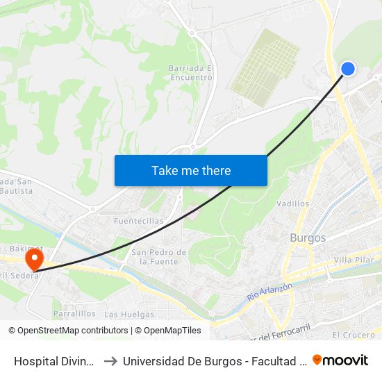 Hospital Divino Valles to Universidad De Burgos - Facultad De Educación map
