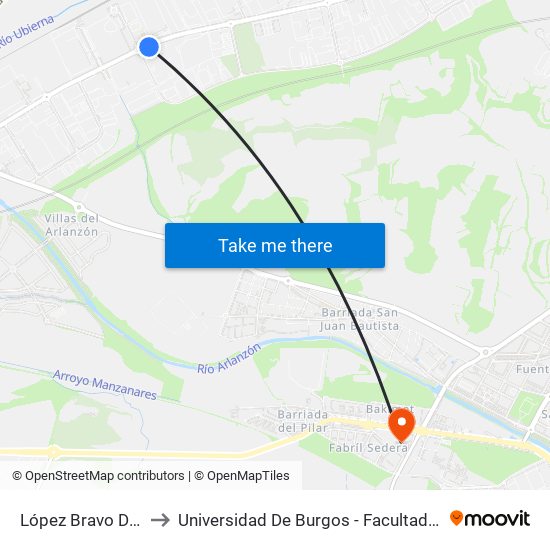Rotonda M. Río Ubierna to Universidad De Burgos - Facultad De Educación map