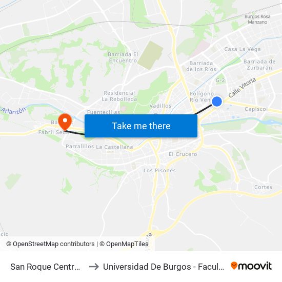 San Roque Centro Comercial to Universidad De Burgos - Facultad De Educación map