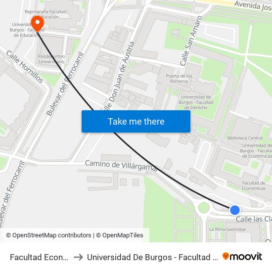 Claustrillas 3 - F. Económicas to Universidad De Burgos - Facultad De Educación map