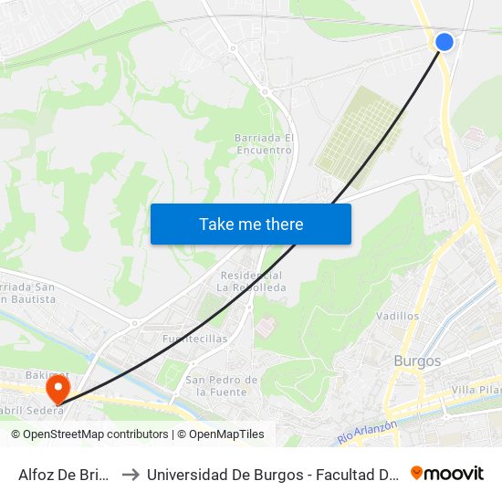 Alfoz De Bricia Centro Comercial to Universidad De Burgos - Facultad De Educación map