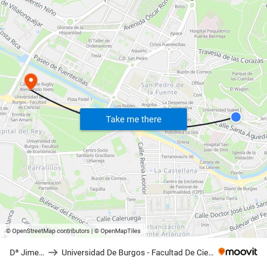 Doña Jimena to Universidad De Burgos - Facultad De Ciencias map