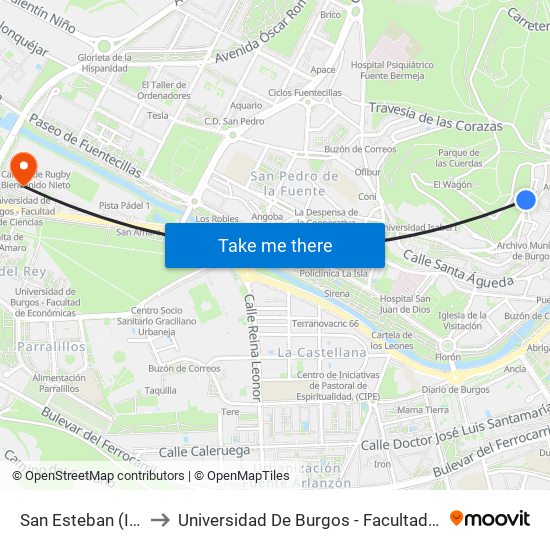 San Esteban (Iglesia) to Universidad De Burgos - Facultad De Ciencias map