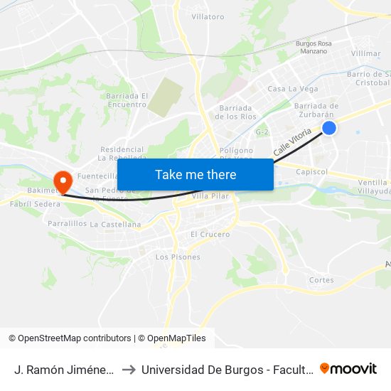 J. Ramón Jiménez Frente 6 to Universidad De Burgos - Facultad De Ciencias map
