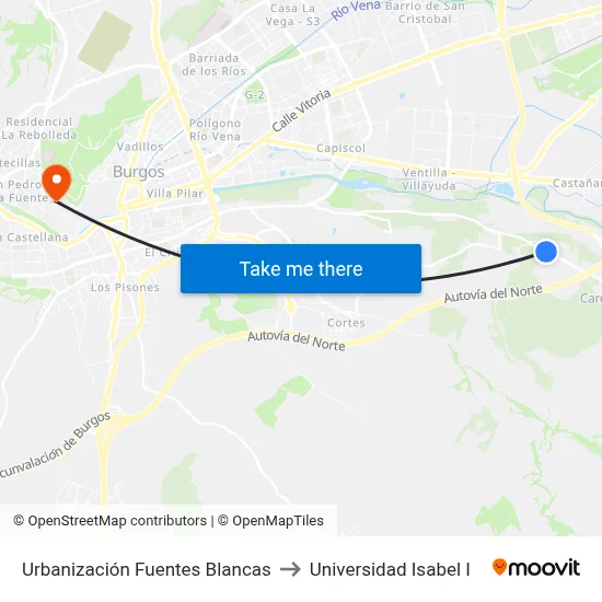 Urbanización Fuentes Blancas to Universidad Isabel I map