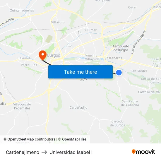 Cardeñajimeno to Universidad Isabel I map