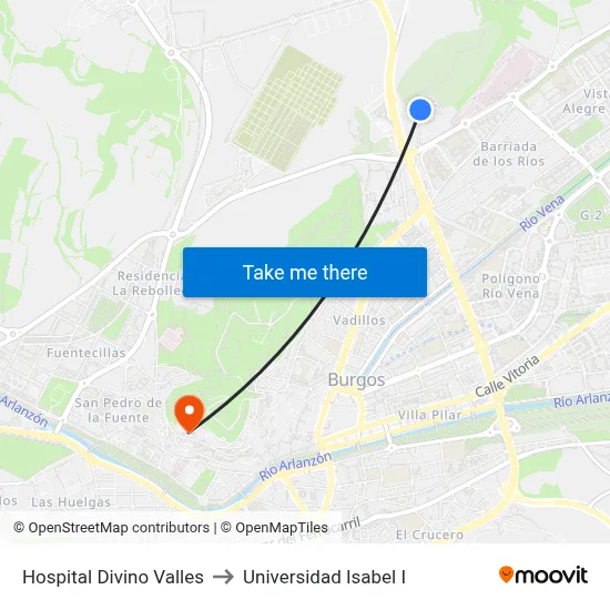 Hospital Divino Valles to Universidad Isabel I map